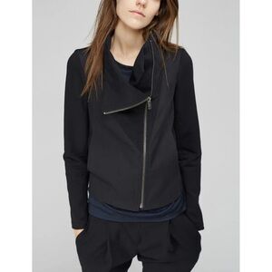 Nordstrom Signature Womens Asymmetrical Moto Jacket S Navy Blazer Office Sporty‎